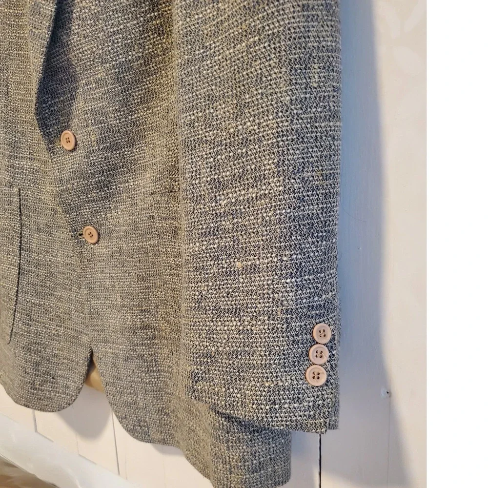 Fioravanti New York Vintage Tweed Blazer Grey Blue Two Button Sport Coat Mens